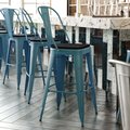 Flash Furniture Kelly Blue-Teal Metal Stool with Black Poly Seat ET-3534-30-KB-PL1B-GG